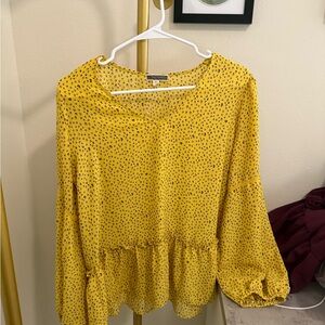 Pleione Yellow Patterned Blouse